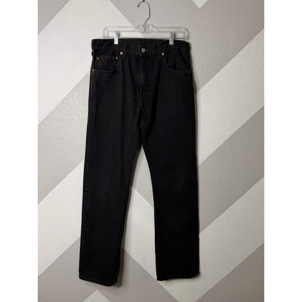 Levis 517 Mens Dark Black Denim Boot Cut Jeans 100% Cotton Size 33x32 EUC